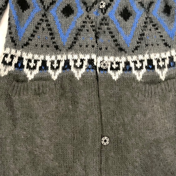 Free People Fair Isle Mohair Wool Blend Snap Button Cardigan Sweater Sz Xtra Sm - Picture 7 of 9